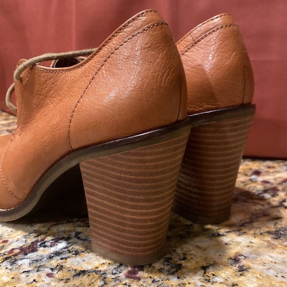 Tan Block Heel Oxford Bootie - Picture 8 of 10